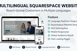 design a multilingual squarespace website with SEO and language switcher