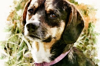 draw watercolor pet portrait