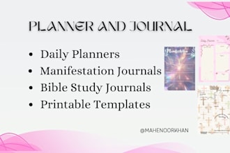 design planners, journals and printable templates in canva
