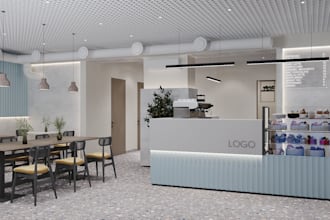create photorealistic 3d interior visualization for cafe or restaurant