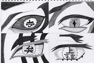 draw detailed demon slayer anime eye pencil sketches
