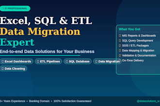create excel dashboard mis reports etl pipeline and data migration