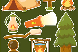create cute cartoon character illustrations for stickers