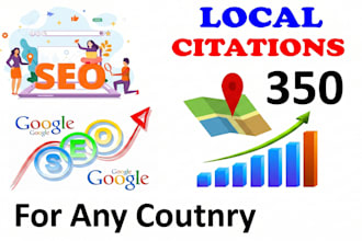 create top 350 live local citations or local listings for any country