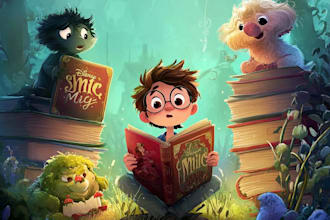 create educational children book cover illustration