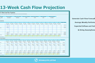 create a custom 13 week cash flow projection in google sheets