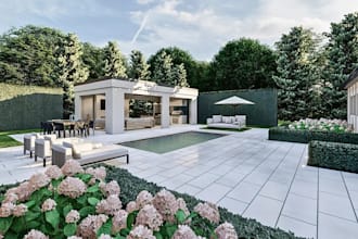 do backyard landscape design, front yard, pool patio garden 3d rendering