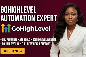 gohighlevel automation ghl ai funnel a2p 10dlc go high level workflow website VA