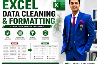 do excel data cleaning, formatting and spreadsheet cleanup