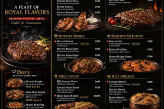 design restaurant menu, food menu, cafe menu and digital menu board