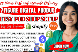 setup etsy shop, etsy digital product, print on demand, etsy pod store, etsy seo