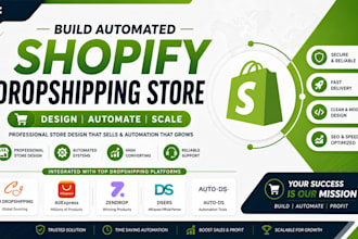 build automated shopify dropshipping store design zendrop aliexpress cj autods