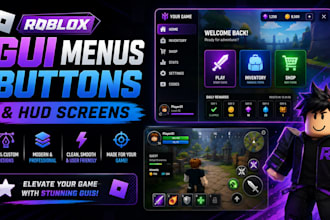 design custom roblox gui menus, buttons and hud screens