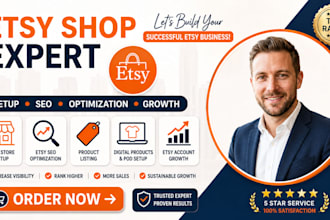 set up etsy shop, etsy SEO listings, and etsy digital product listings