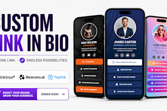 design custom linktree, taplink, beacons ai or mobile link in bio landing page