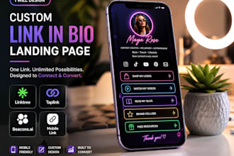 design custom linktree, taplink, beacons ai or mobile link in bio landing page