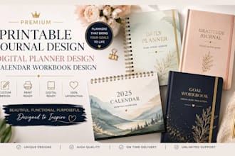 do printable journal design digital planner design calendar workbook design