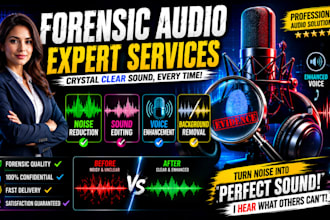 do forensic audio noise reduction, voice enhancement and editing