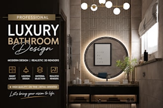 create  bathroom interior design and 3d visualization