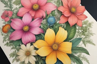 paint botanical illustration of flowers and plants for you