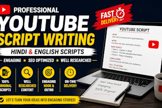 write engaging hindi and english youtube scripts