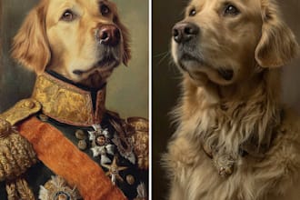 create a customized renaissance historical pet portraits