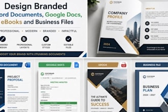 design branded word documents, google docs, ebooks and business files