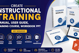 create instructional training manual, user guide, training course, workbook PPT