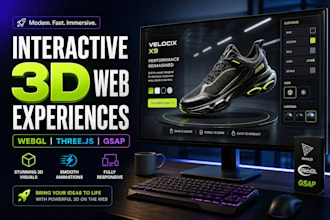 develop stunning interactive 3d webgl, three js, product configurator website