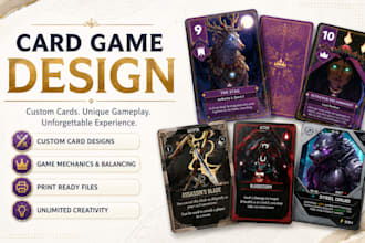 design professional card game cards, tcg, board game, and card game asset