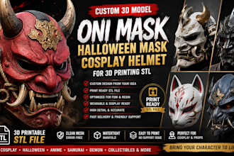 design oni mask, halloween mask, cosplay helmet for 3d printing stl