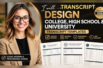 design professional college, high school, and university transcript templates