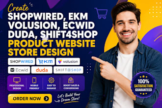 create shopwired ekm volusion ecwid duda shift4shop product website store design