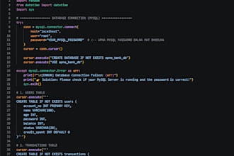develop python backend script with mysql database