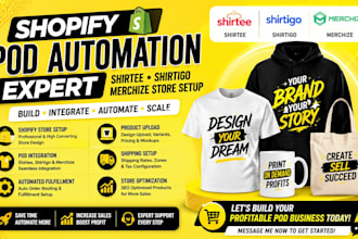 shopify pod automation expert shirtee shirtigo merchize store setup gelato spod