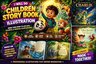 create children story book illustrations and kids book artwork