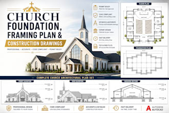 design church foundation, framing pan and construction drawings