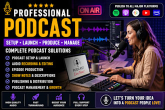 launch professional podcast setup, production,management and growth services