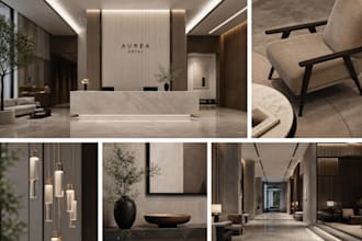 create architecture memorable hotel lobby interior design photoreal rendering