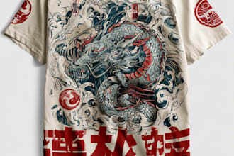 do a japanese t shirt illustration