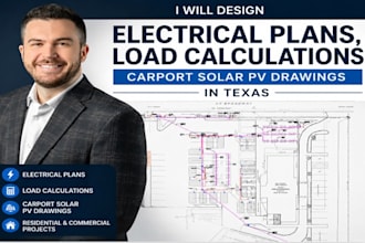 design electrical plans, load calculations carport solar pv drawings in texas