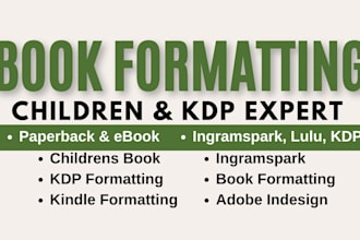 do book kdp formatting, childrens book formatting in adobe for ingramspark lulu
