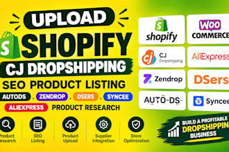 upload shopify cj dropshipping seo product listing aliexpress product research