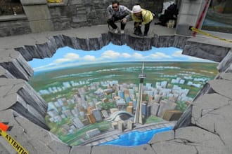 make 3d pavement floor illusion art with hidden images for walls and carpets