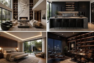 create architecture interior and real estate 3d rendering for residential
