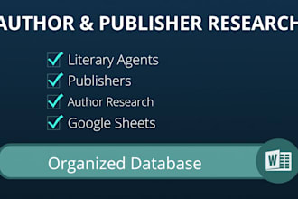 research authors, literary agents, and publishers in google sheets