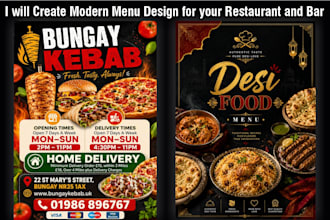 create modern menu design for your restaurant and bar