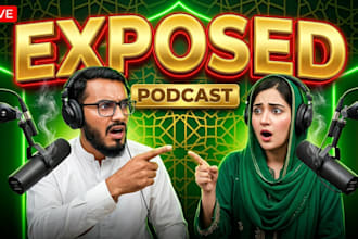 design islamic urdu podcast thumbnail with exposed style