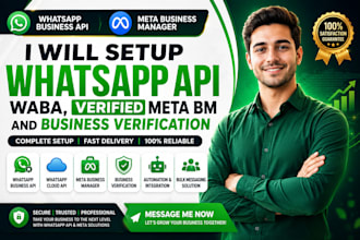 setup whatsapp API, waba setup, verified meta bm and business verification