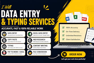 do data entry, copy paste, typing and web research